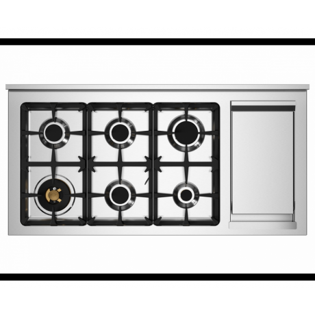 BERTAZZONI MAS126G2EXT Κουζίνα Ηλεκτική με Εστίες Αερίου και grill Teppanyaki 120cm Inox